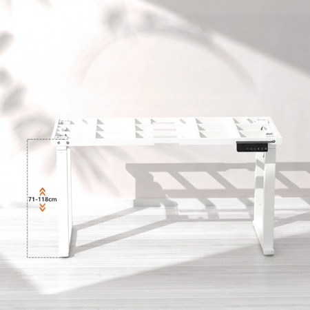 Zestaw do nowoczesnego biura: biurko elektryczne + fotel biały