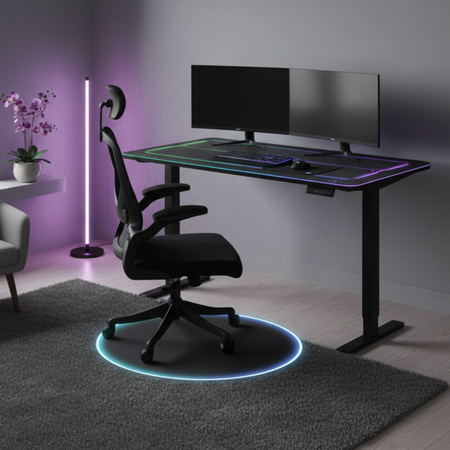 Zestaw gamingowy RGB biurko elektryczne fotel ARON mata RGB - zdjęcie 2