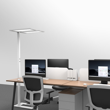 Podwójna lampa podłogowa biurowa GLOW D24 Biała - zdjęcie 2