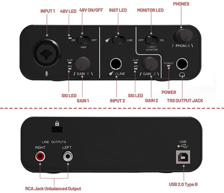 Interfejs audio USB-C do nagrywania dźwięku Spacetronik SPA-I01