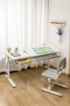 Biurka dla dziecka ręczne Spacetronik XD SPE-X104WW 120x60 cm biały+szary OUTLET