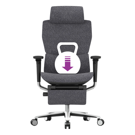 Fotel ergonomiczny biurowy 3D z podnóżkiem Spacetronik Torhild Szary