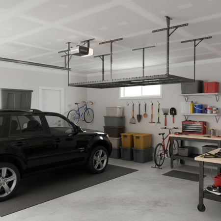 Półka sufitowa garażowa 450kg Spacetronik SPG-102 244x122 - zdjęcie 2