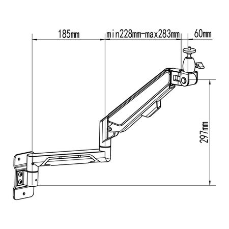 Uchwyt Ścienny SPAZ111B do Monitora i Projektora | Sprężyna Gazowa, Aluminium