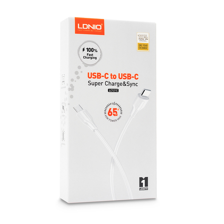 Kabel do szybkiego ładowania USB-C / USB-C 1m 65W biały LC121C