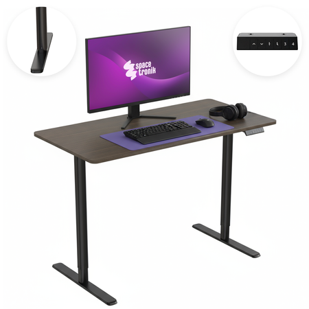 Spacetronik Moris 121BT 120x60 elektrischer Schreibtisch, Gestell schwarz, Platte dunkles Holz - zdjęcie 2
