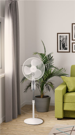 Wentylator stojący 16" Goobay 45W BIAŁY z pilotem i wyłącznikiem czasowym OUTLET
