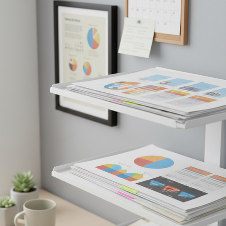 Boczny organizer do biurka na zacisk z półkami biały SPB147W