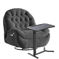 Zestaw wypoczynkowy fotel elektryczny Spacetronik Flax 04M szary + stolik regulowany