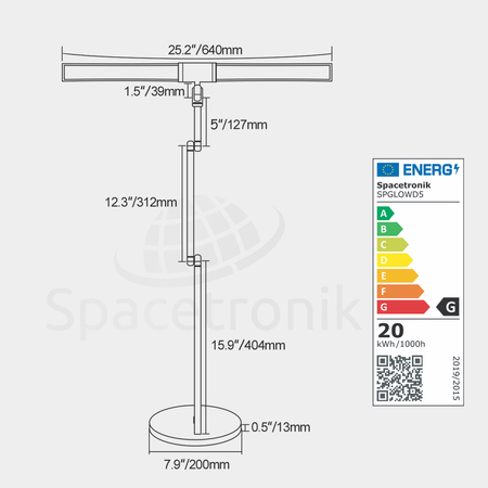 Profesjonalna Lampa Biurkowa LED CRI 95 Bezcieniowa Spacetronik Glow D5 z Regulacją Czarna 24W