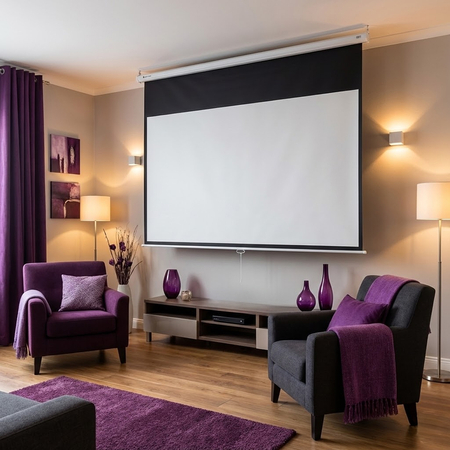 Ekran Projekcyjny Sufitowy Zwijany Manualnie 100" cali 16:9 PVC 1.0 Gain 160° Spacetronik