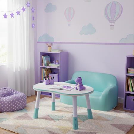 Zestaw mebli dziecięcych Spacetronik – stolik SPEX201 i sofa SPC-XD-24 niebieski