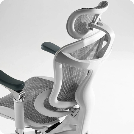 Krzesło do ergonomicznego biura 6D Spacetronik DORIS 40 szare z regulowanym zagłówkiem i podłokietnikami