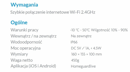 Bezprzewodowa kamera zewnętrzna 2K z AI HOMEGUARD HGWOB-253