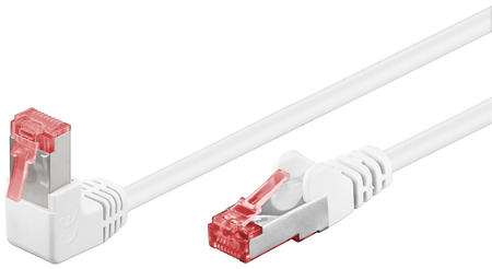 Kabel LAN Patchcord CAT 6 S/FTP BIAŁY KĄTOWY 1x90st. 1m
