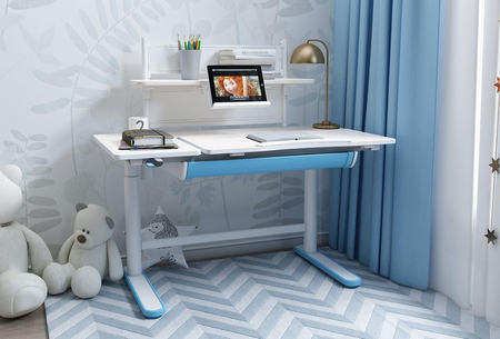 Regulowane biurko dla dziecka z półką Spacetronik XD 112x60 cm (niebieskie) - zdjęcie 2