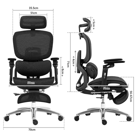 Regulowany Fotel biurowy 6D DORIS-20 Szary