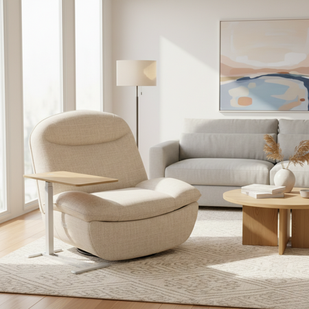 Zestaw relaksacyjny: fotel elektryczny FLAX + stolik BUDDY