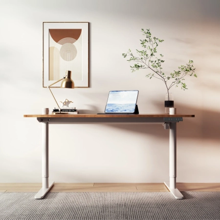 Regulowane biurko z elektryczną zmianą wysokości OUTLET Spacetronik Moris SPE-O121, 120x60, Czarny stelaż, Jasne drewno blat