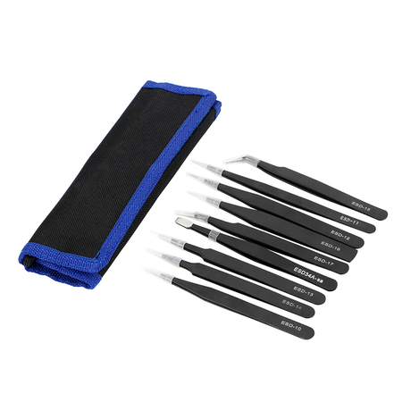 Satz mit 9 Präzisionspinzetten ESD SPM-T03