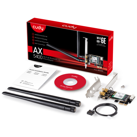 PCI-E WiFi Netzwerkkarte 6 AX5400 BT 5.2 2x5 dBi