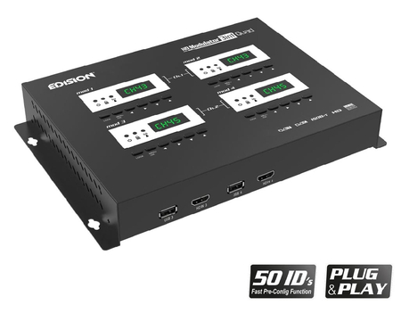 Modulator czterokanałowy 4x HDMI do 2x DVB-T/C/ISDB-T (2x MUX) EDISION 3w1 QUAD