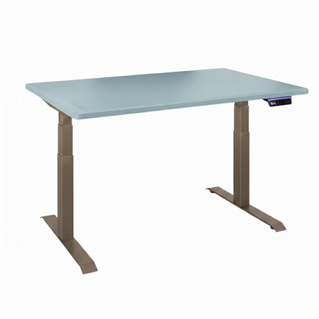 Biurko regulowane Vegard elektryczne dwusilnikowe MDF beżowo-niebieskie
