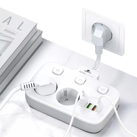 Listwa zasilająca z 4x USB USB-C PD QC 2500W Auto-ID Spacetronik REVO SR200 - zdjęcie 2