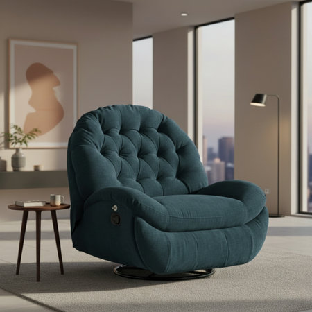 Rozkładany Fotel relaksacyjny obrotowy Spacetronik Flax 04M bujany Akwamarynowy Mrok - zdjęcie 2