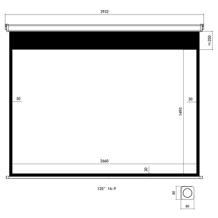 Ekran do Projektora Sufitowy Ścienny Elektryczny Napinany 120" cali z Pilotem Rozwijany
