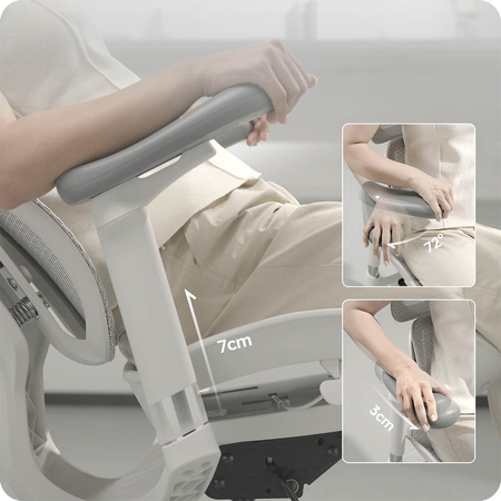 Szary fotel biurowy do ergonomicznego biura - REGULACJA 4D - Spacetronik SPRINGLE 22