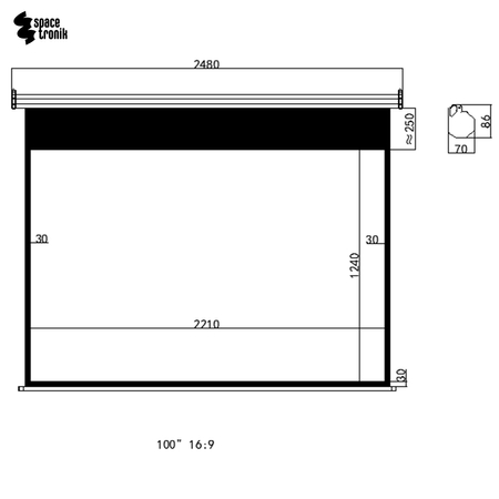 Elektryczny Ekran Projekcyjny Ścienny 100" 16:9 Outlet C