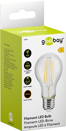 LED FILAMENT 7W E27 2700K Glühbirne Goobay E
