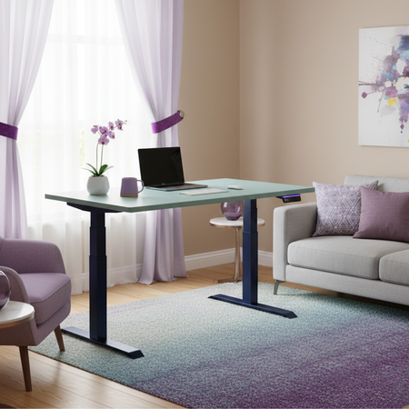 Biurko regulowane Vegard elektryczne dwusilnikowe MDF niebieskie