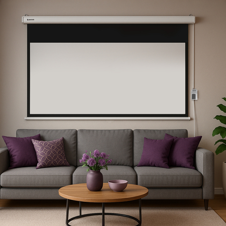 Ekran do Projektora Sufitowy Ścienny Elektryczny Napinany 120" cali z Pilotem Rozwijany