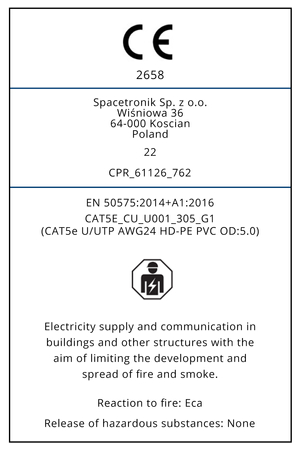 Skrętka kabel LAN CAT5e U/UTP AWG 24/1 Spacetronik 305m