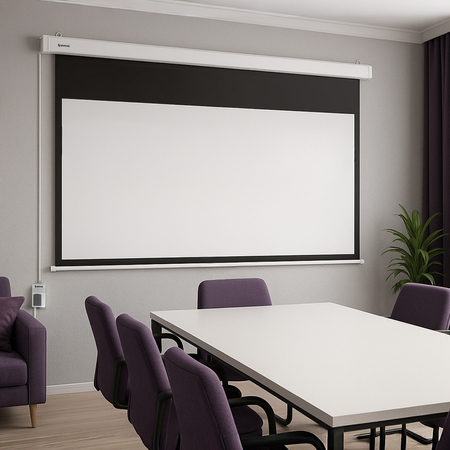 Ekran do Projektora Sufitowy Ścienny Elektryczny Napinany 120" cali z Pilotem Rozwijany