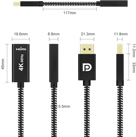 DisplayPort-Stecker auf HDMI 4K-Buchse Adapter SPD-H03 - zdjęcie 2