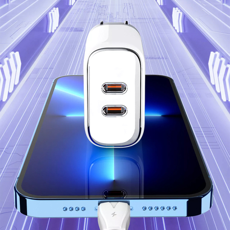 Ładowarka  2x USB-C 35W  kabel USB-C Lightning