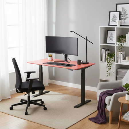 Stelaż elektryczny Spacetronik SPE-222OB Vegard + blat MDF premium czerwony - zdjęcie 2