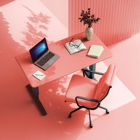 Biurko regulowane Vegard elektryczne dwusilnikowe MDF fioletowo-czerwone