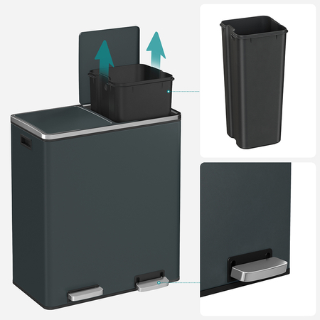 Funky Trash Can Gray Black Spacetronik Podwójny