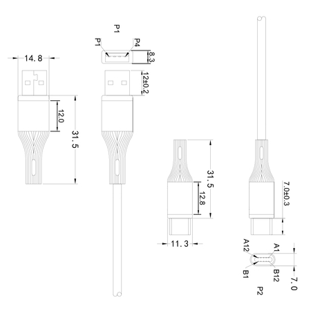 Kabel LED silikonowy  USB2.0 do USB-C 1,5m 