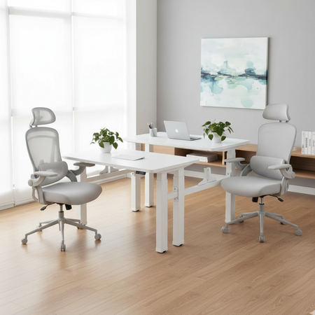 Zestaw podwójne biurko elektryczne Spacetronik z krzesłami Doris 11 - zdjęcie 2