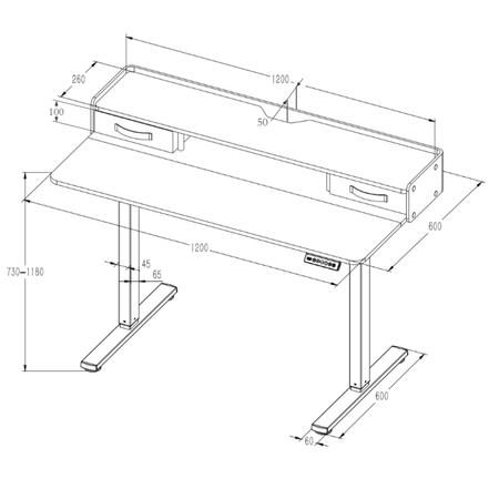 Biurko Elektryczne Regulowane SPEF133BM 120x60 z Szufladą i USB z pamięcią
