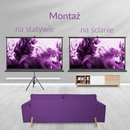 Ekran Projekcyjny OUTLET Zwijany na Statywie Spacetronik 84" cali Idealny do Kina Domowego i Prezentacji Biznesowych
