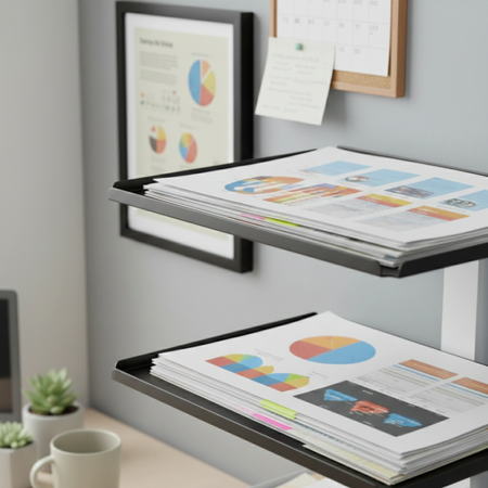 Boczny organizer do biurka na zacisk z półkami czarny SPB147B