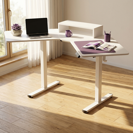 Biurko narożne regulowane SPEL112WW  Spacetronik 120x60 cm białe