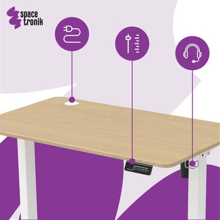 Biurko elektryczne Spacetronik SPEO111WW Moris 80×60 cm białe