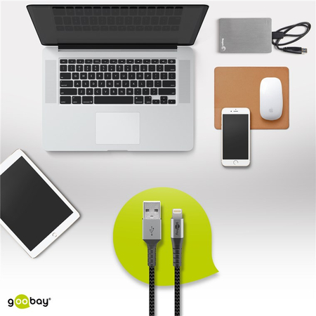 Kabel USB 2.0 - Apple Lightning Plug (8-pin) OPLOT TEKSTYLNY Goobay 0,5m